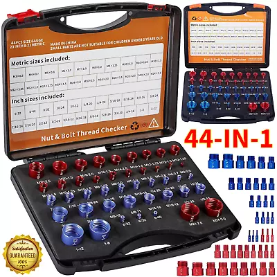 44PCS Bolt Nut Thread Identifier Measure Gauge Size Checker Set Inch & Metric US • $35.09