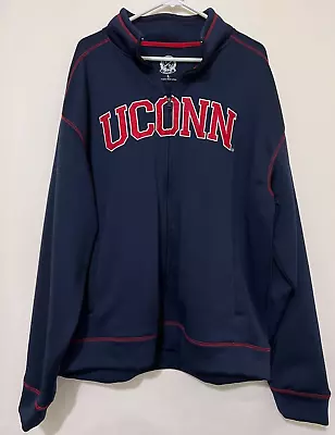 Campus Drive Mens XL Uconn Huskies Blue Zip-Up Fleece Sweatshirt Connnecticut • $19.95