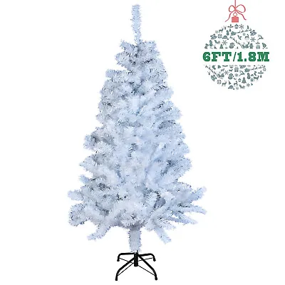 4FT 5FT 6FT 7FT Christmas Tree With Blue LED Lights Xmas Bushy Decoration Stand • $51.99