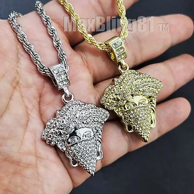 Gold Plated Alloy Masked Medusa Cubic Zirconia Pendant & 24  Rope Chain Necklace • $12.99