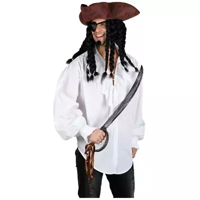 Adult Men's White Pirate Shirt Fancy Dress Costume • £13.99