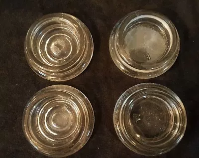 Vtg 4 Clear Glass Furniture / Floor Protectors Coasters - Casters Hazle Atlas • $15