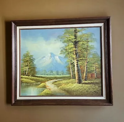 Vintage Landscape Landscape Oil Painting  Signed Framed Fine Detailed 25 X29  • $399