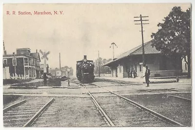 1909 Marathon New York Railroad Station & Train - Vintage DEOPT Postcard • $9.99