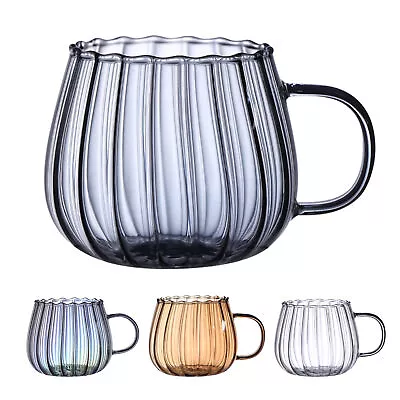 Glass Mugs Tea Cups 400ML Convex Large Capacity Glass Mugs For Milk Tea Water • $13.13