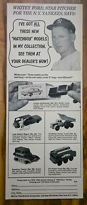 Vintage 1964 Matchbox Lesney Yankees Whitey Ford Lark Wagon Conti Advertisement • $5.99