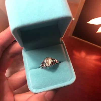 Cat Eye Moonstone Ring With Velvet Ring Box Size 10 • $9