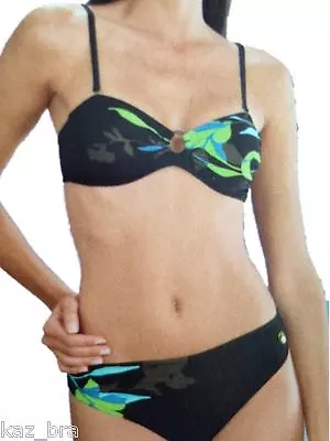 Naturana Black Multiway Strapless Bandeau Bikini UK 32C Style No Padding Pretty • £17.99