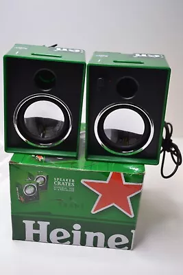 Heineken Beer Speakers Green Mini Crate Audio Speakers For PC MP3 • £11.99