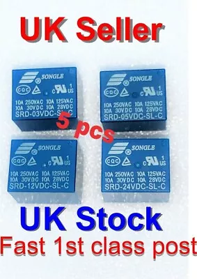 £5.25 • Buy 5 Pcs X Relay 3V 5V 12V 24V PCB Relay SPDT 5 Pin SONGLE -UK Stock