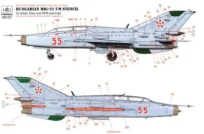 Hungarian Aero Decals 1/48 Russian MIKOYAN MiG-21 UM Fighter STENCILS • $8.75