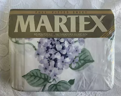 Vintage MARTEX FULL FITTED Sheet SUTHERLAND Lilac Purple Green Cottage Core • $24.95