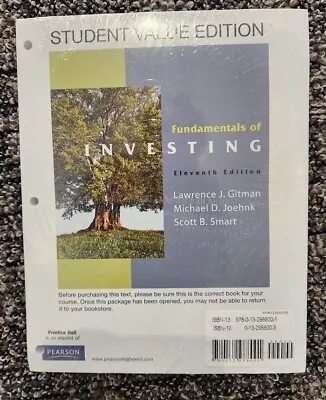 Fundamentals Of Investing Student Value Edition Plus NEW MyFinanceLab With... • $62.50