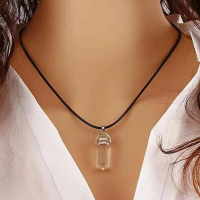 Natural Clear Quartz Hexagonal Pendant Crystal Point Stone Necklace Amulet Reiki • $1.89