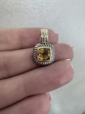 Daivd Yurman Petite Albion Citrine Cable Pendant Sterling Sliver & 14k Gold • $350