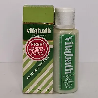Vintage Vitabath SpringGreen 4.2 Oz Bath ShowerGel 4 Oz Body Lotion 1991 • $29.99