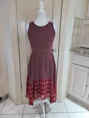 $7.80 • Buy TAYLOR Womens Multicolor Asymmetrical Hem Sleeveless Fit + Flare Dress 2