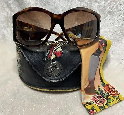 Vintage Ed Hardy Love Dog Sunglasses ~ Tortoise Frame ~ EHS006 ~ True Love • $79.99