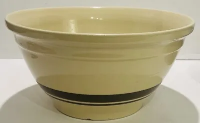 Vintage McCoy Pottery Cream/Brown Stripe Oven Ware Mixing Bowl • $40