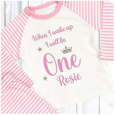 Personalised Birthday Pyjamas Girl When I Wake Up I Will Be One 6 Months-8 Yrs • £13.45