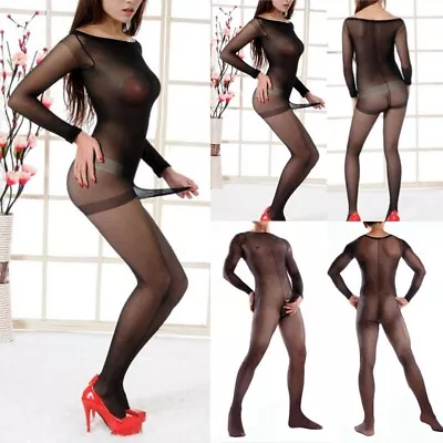 Men Sexy Body Stocking Full Underwear Bodysuit Stocking Long Sleeve Pantyhose • £7.74