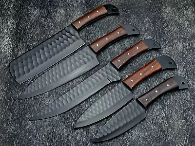 Handmade Carbon STEEL5pcKitchen CHEF KNIFE Set HAND FORGED Black Powder Coating • $129.99