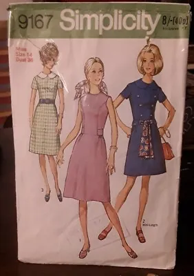 SIMPLICITY  Pattern 9167 Womens DRESS       Dated 1970  • £1.99