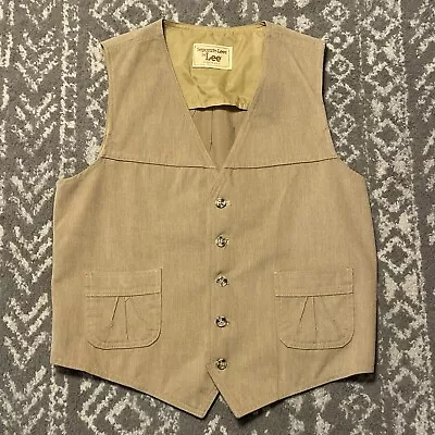 Vintage Separate-Lees By Lee Western Saloon Vest Tan Mens Small Made In USA FLAW • $23.99