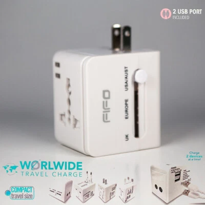 £8.09 • Buy Travel Adapter World Universal Wide Used Plug Charger UK EU AU US W/ USB Port