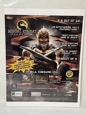 Mortal Kombat Deception Vintage 2004 Print Ad Poster Official Art Gamecube Ad • $18