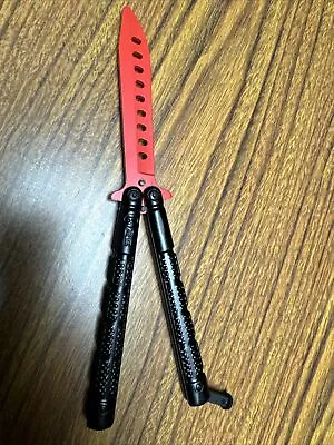 Butterfly Trainer Knife Practice Balisong Dull Training Tool Metal Black Red • $9.90