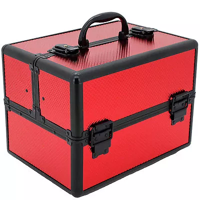 CB15418RD Aluminum Makeup Train Case Red Store Organize Makeup Jewelry • $47.95