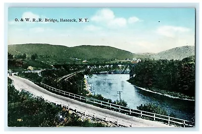 O&W Railroad Bridge Hancock Co. NY Boat Postcard Vintage Antique  • $7.14
