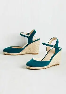 NWOB Modcloth  Plaits To Call My Own Wedge In Cerulean  Teal Wedge Size 9 $50 • $32.99