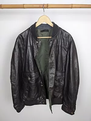 Massimo Dutti Leather Bomber Jacket • £34.99