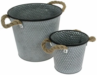 £6.99 • Buy Plant Flower Pot Planter Galvanised Zinc Metal Tapered Garden Beehive Design
