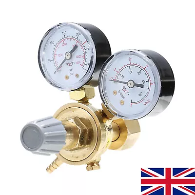 Mini Mig Gas Bottle Regulator For Disposable Argon CO2 Bottles With 2 Gauge Bras • £23.89