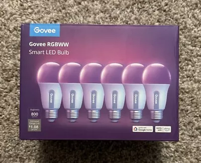 Govee RGBWW Smart LED Bulb 6 Count 800 Lumen 9W E26 Base H6008 • $34.99