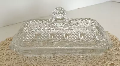 Vintage Avon Pressed Clear Glass Butter Dish W/Lid Cape Cod Waves Pattern • $13.99