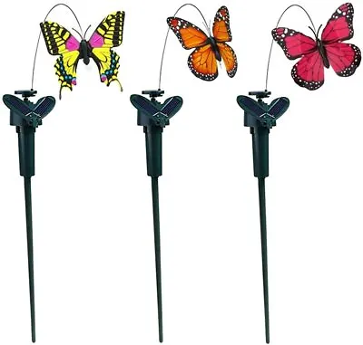 3pcs Solar Fluttering Butterfly Powered Garden Lawn Flying Butterflies Ornaments • £14.99