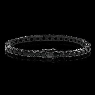 9 CT Round Lab-Created Black Diamond Men's Tennis Bracelet 14K Black Gold Plated • $104.50