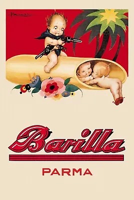 Barilla Pasta Kids Love Cowboy Riding Penne Food Vintage Poster Repro FREE S/H • $17.90