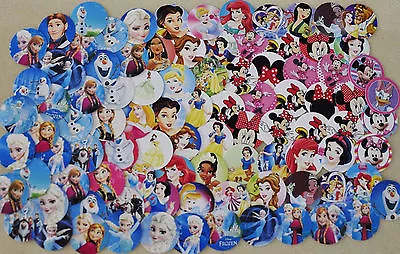 SET Of 100- 1  PRECUT  FROZEN PRINCESS MINNIE MOUSE MIX  BOTTLE CAP IMAGES • $6