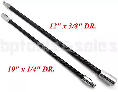 2pc Flexible Socket Extension 10  Long 1/4  & 12  Long 3/8  Socket Bar Ratchet  • $99.99