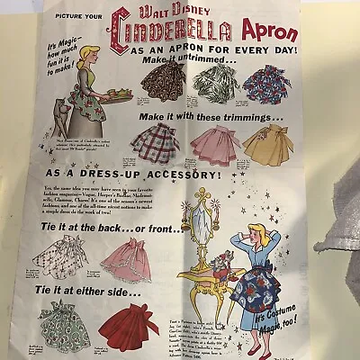 $9.99 • Buy Walt Disney Cinderella Apron Pattern (Uncut), JC Penney’s, Vintage 1950s