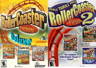 RollerCoaster Tycoon Deluxe + Roller Coaster Tycoon 2 Triple Thrill Pack PC Game • $35.10