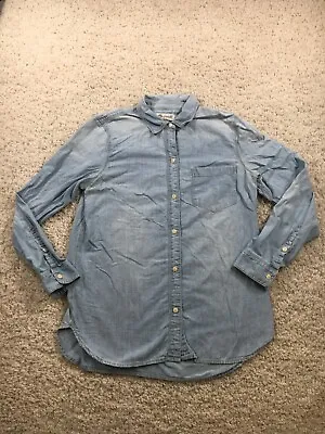 Madewell Shirt Womens Medium Blue Chambray Button Long Sleeve Pocket Outdoor • $14