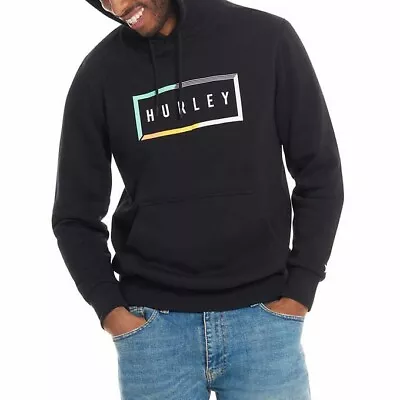 Hurley Logo Men’s Graphic Hoodie Color Black Fleece Regular Fit Size Medium • $26.99