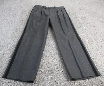VTG Ralph Lauren Polo Mens Gray Tuxedo Pants Grosgrain Stripe Adjustable 33x28 • $69.99