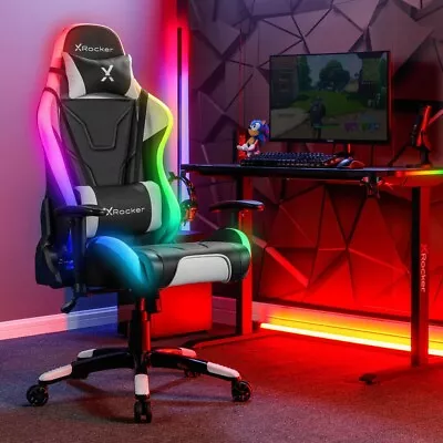 X ROCKER Agility RGB Gaming Chair LED Lights Adjustable Office Chair Racing Seat • £197.99